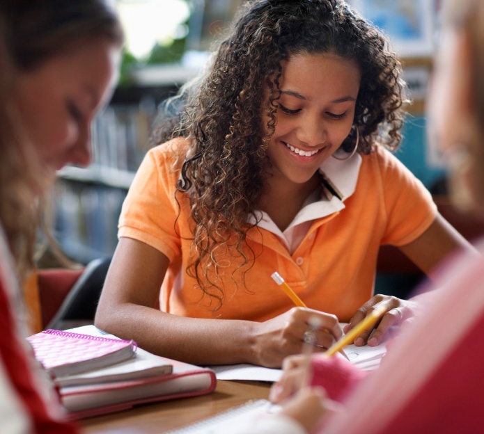 High School Girl Studying