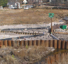 Cropped Photo showing detail of dam construction foundation